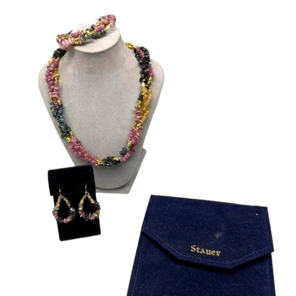 STAUER Semi-Precious Multi-Stone, 3 Piece Set - Necklace, Bracelet & Earrings - Picture 5 of 8